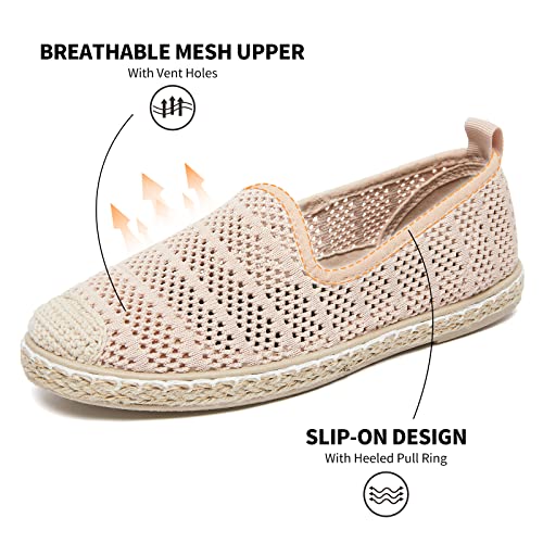 Women's Breathable Mesh Flats Shoes, Soft Loafers Flats, White Slip on Shoes Loafer