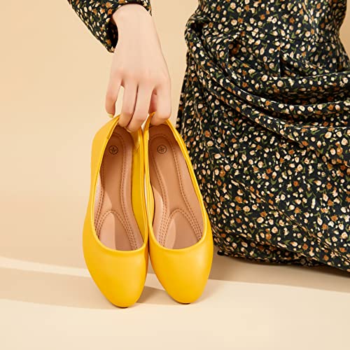 Women's Flats Shoes Ballet Flats Dress Shoes Comfortable PU Leather Slip on Shoes for Women