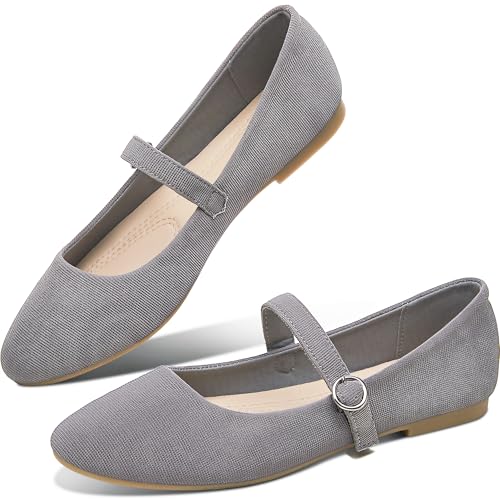 51K9ivY8DJL.jpg Mary Jane Flat Shoes Round Toe Ballet Flats for Women Dressy Fabric Business Flats Comfortable Classic Strap Flats for Office
