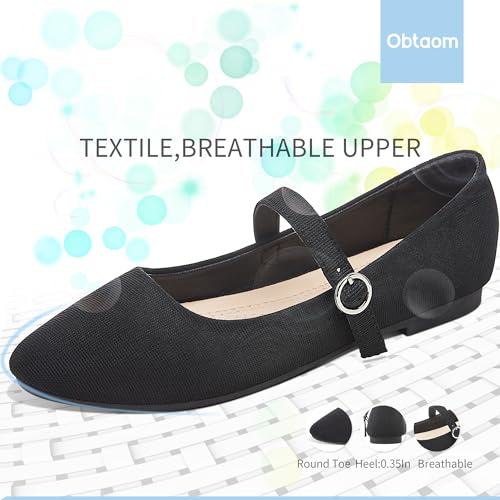 51LzWdbe6L.jpg Mary Jane Flat Shoes Round Toe Ballet Flats for Women Dressy Fabric Business Flats Comfortable Classic Strap Flats for Office