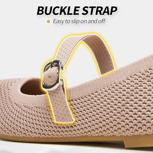 Mesh Ballet Flats for Women,Women's Mary Jane Flats with Buckle Strap,Black Nude Foldable Flats Shoes for Women,Comfortable