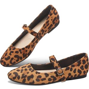 Mary Jane Flat Shoes Round Toe Ballet Flats for Women Dressy Fabric Business Flats Comfortable Classic Strap Flats for Office