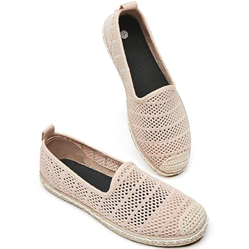 Women's Breathable Mesh Flats Shoes, Soft Loafers Flats, White Slip on Shoes Loafer